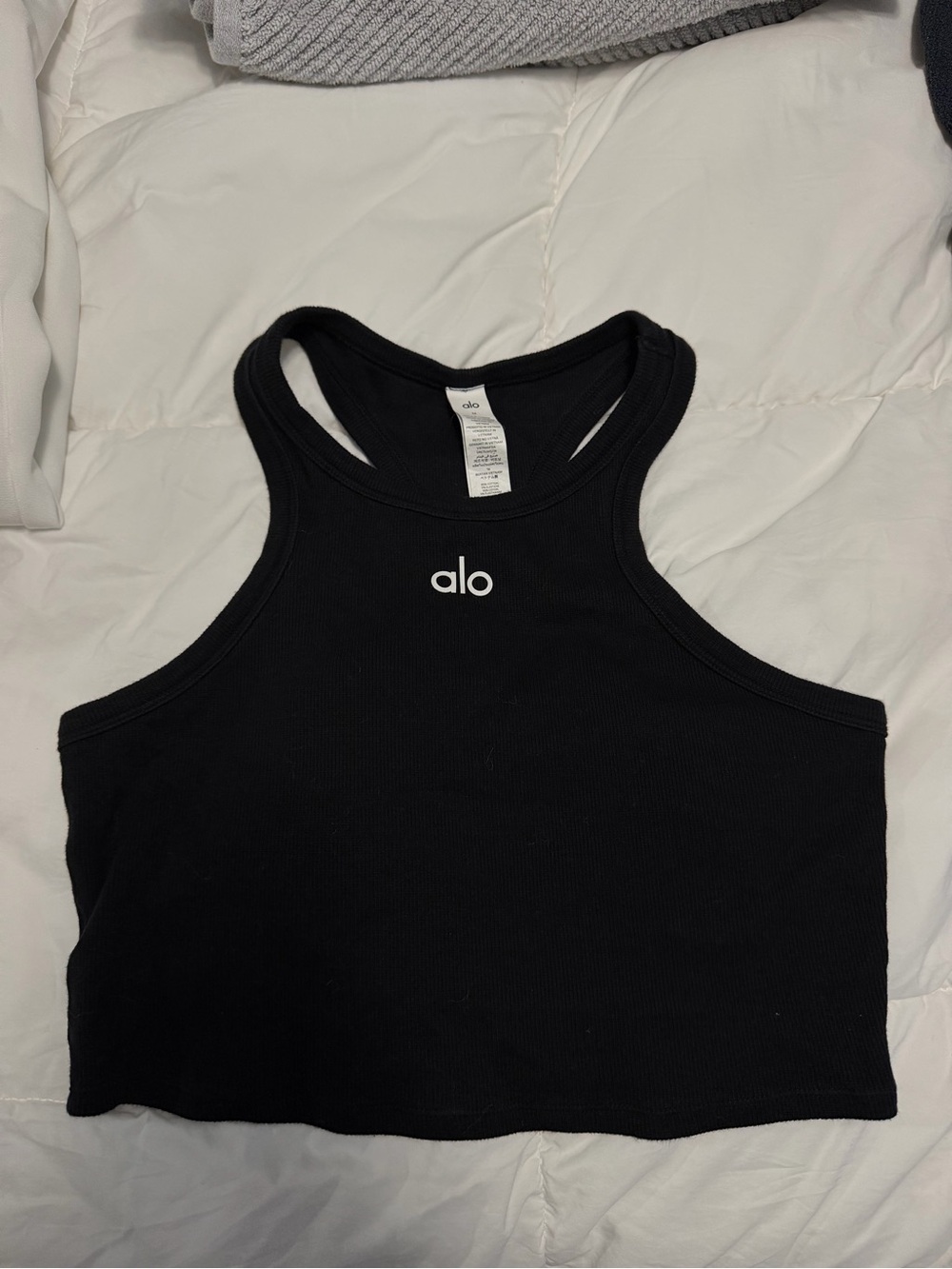 ALO Yoga Black High-Neck Crop Sports Bra - Picture 2 of 4